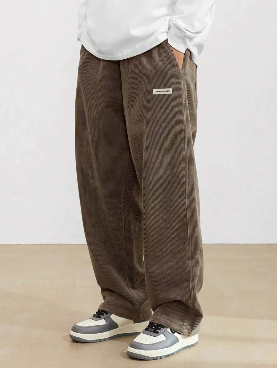 2026 new fashion Men's Corduroy Straight Casual Pants spring autumn Outdoor Streetwear with Drawstring Elastic Waist