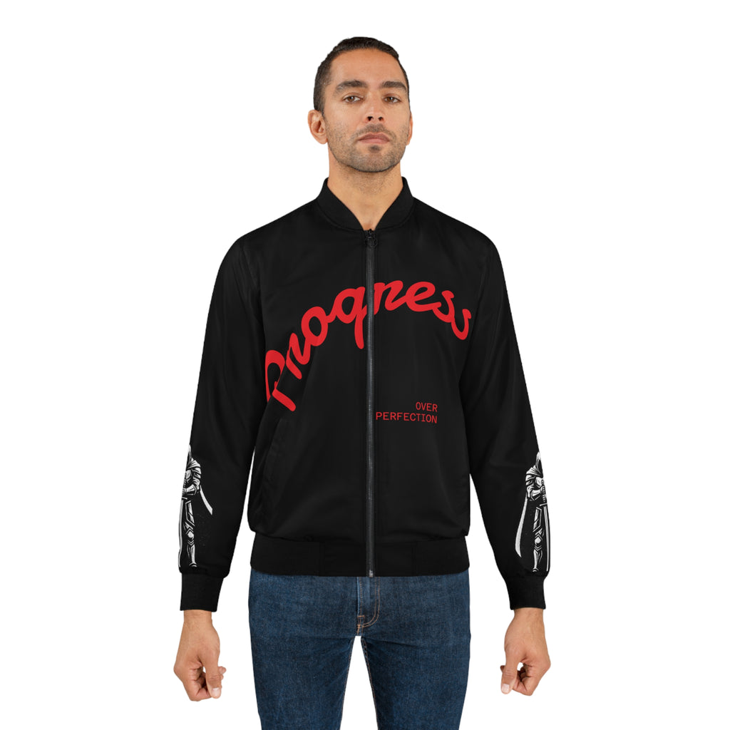 Progress Bomber Jacket — Mythic Warrior Graphic Men’s Bomber