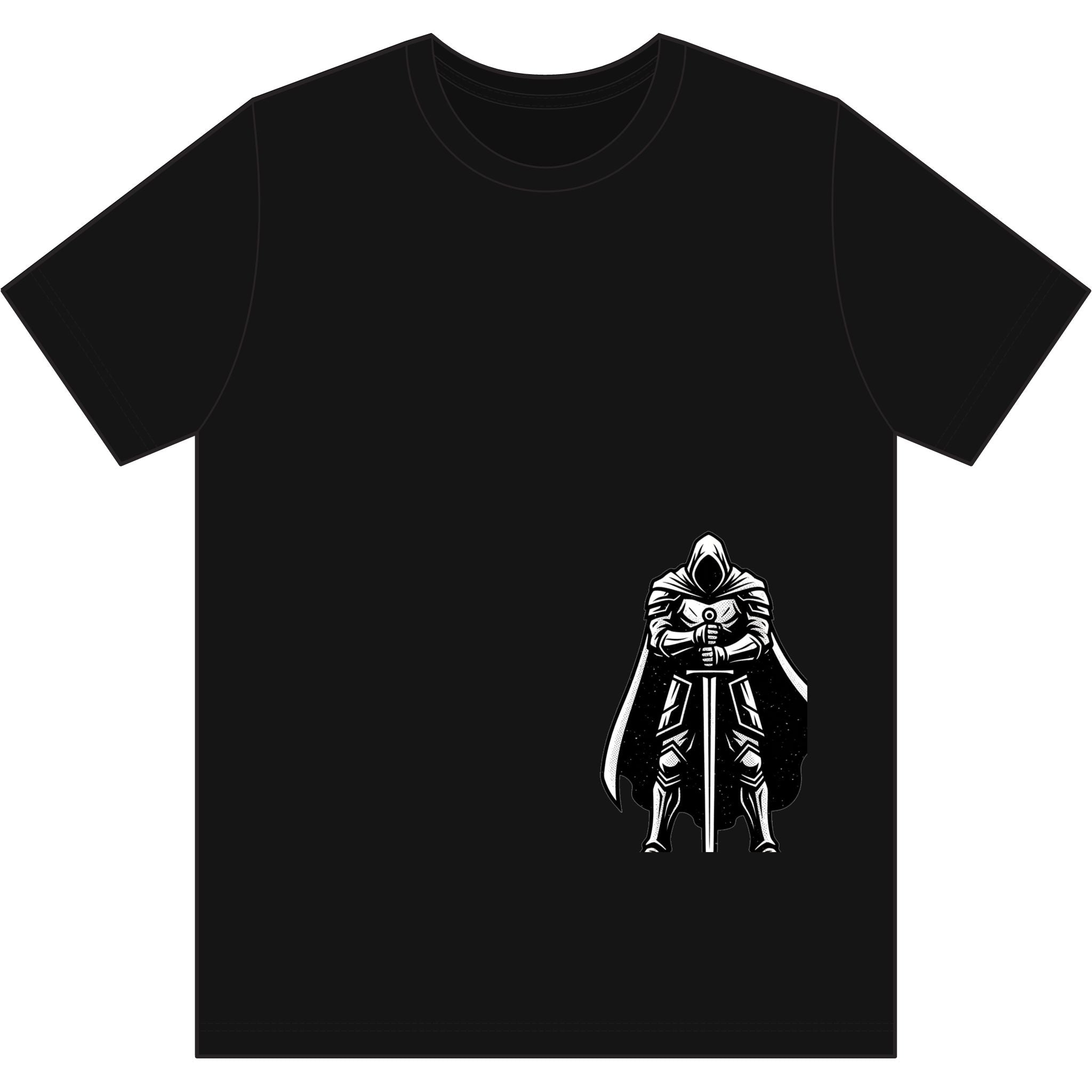 Knight Hooded T-Shirt — Gothic Medieval Warrior Pocket Design