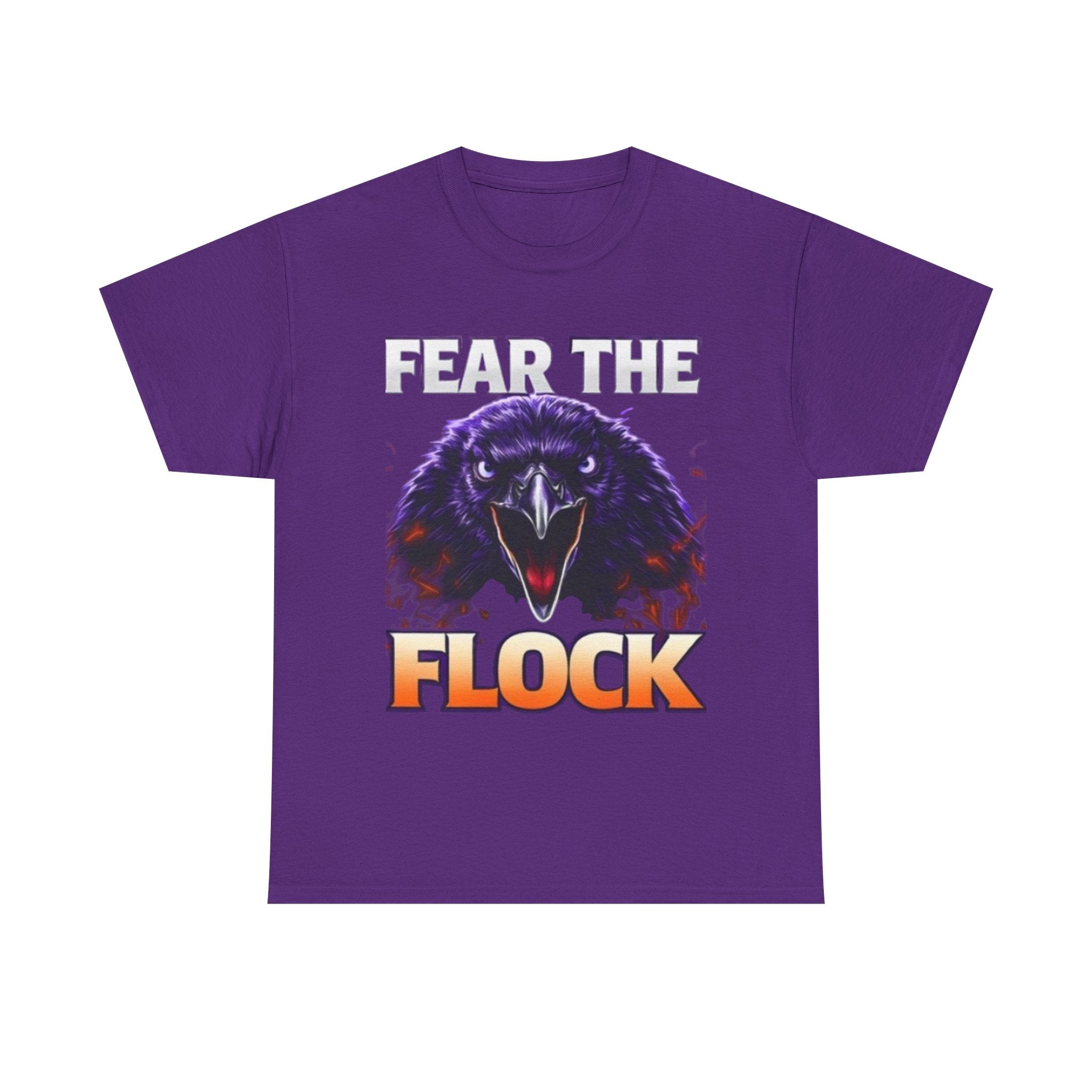 Fear the Flock Raven T-Shirt — Bold Gothic Graphic Tee