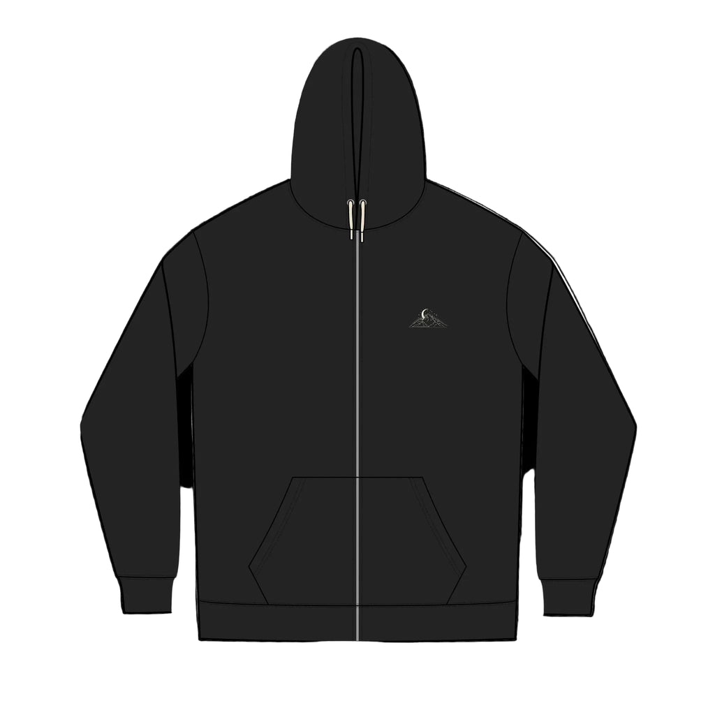 Men's Minimal Mountain Zip Hoodie – Small Chest Logo, Eco Re-Fleece Full‑Zip