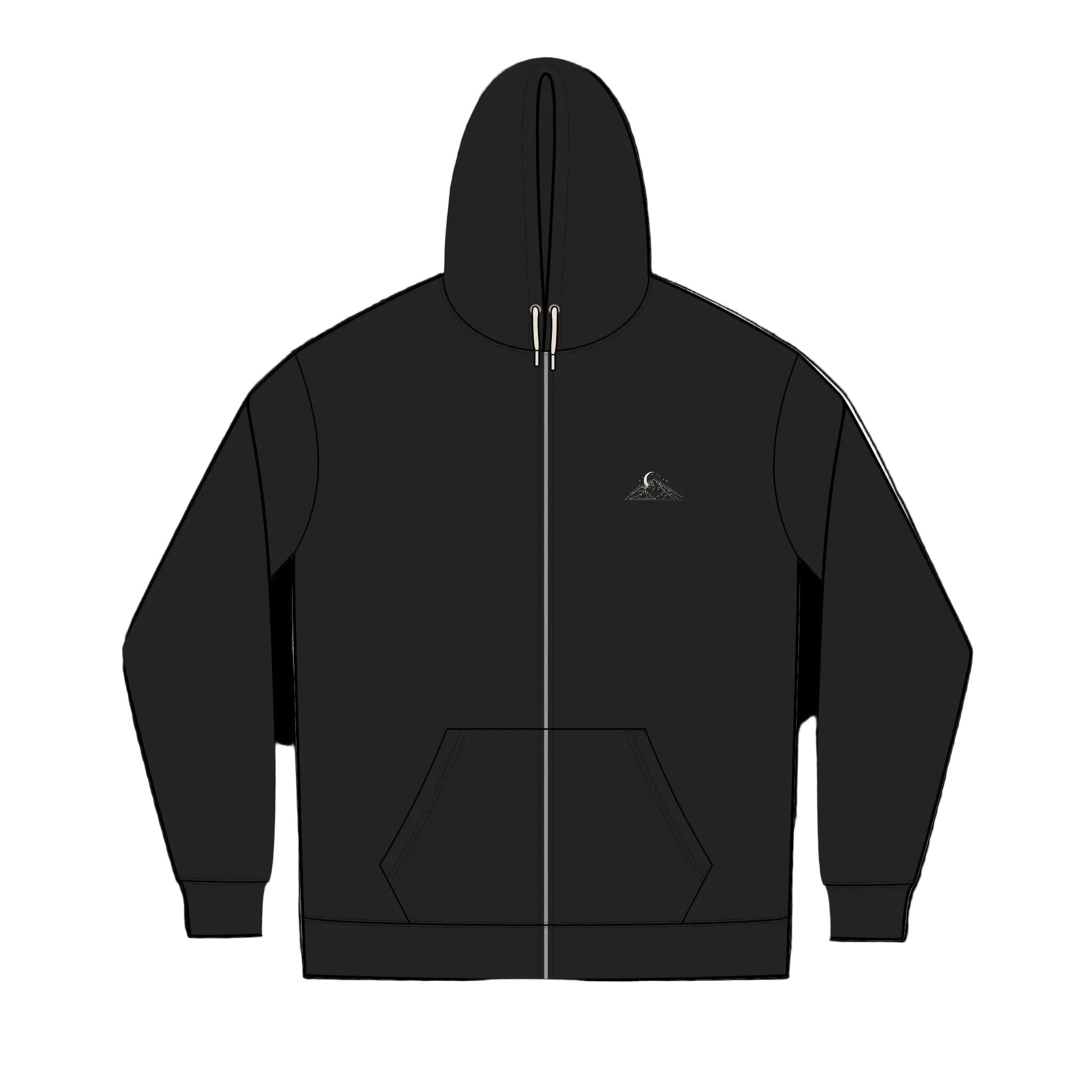 Men's Minimal Mountain Zip Hoodie – Small Chest Logo, Eco Re-Fleece Full‑Zip
