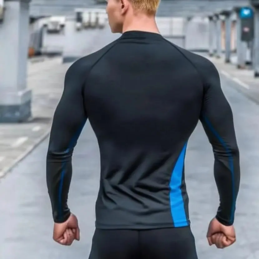 Mens Long Sleeve Compression Shirt Quick Dry Breathable Slim Fit Workout Training Shirt for Outdoor Sports 3 Colors