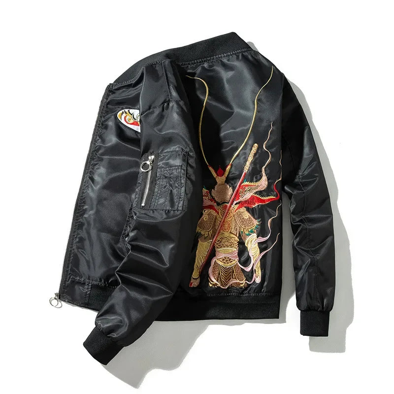 Bomber Jacket Embroidery Mens Hip Hop Jacket Autumn Winter Thick Warm Pilot Baseball Jacket Men Chinese Fashion Streetwear Youth