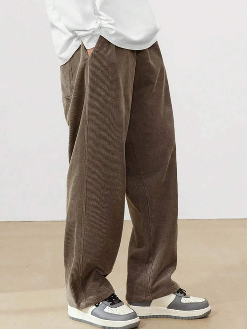 2026 new fashion Men's Corduroy Straight Casual Pants spring autumn Outdoor Streetwear with Drawstring Elastic Waist