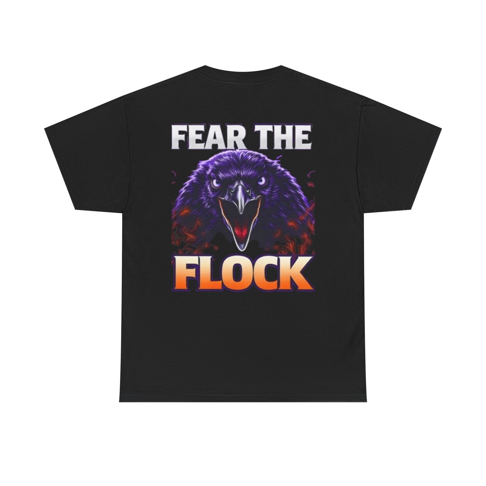 Fear the Flock Raven T-Shirt — Bold Gothic Graphic Tee
