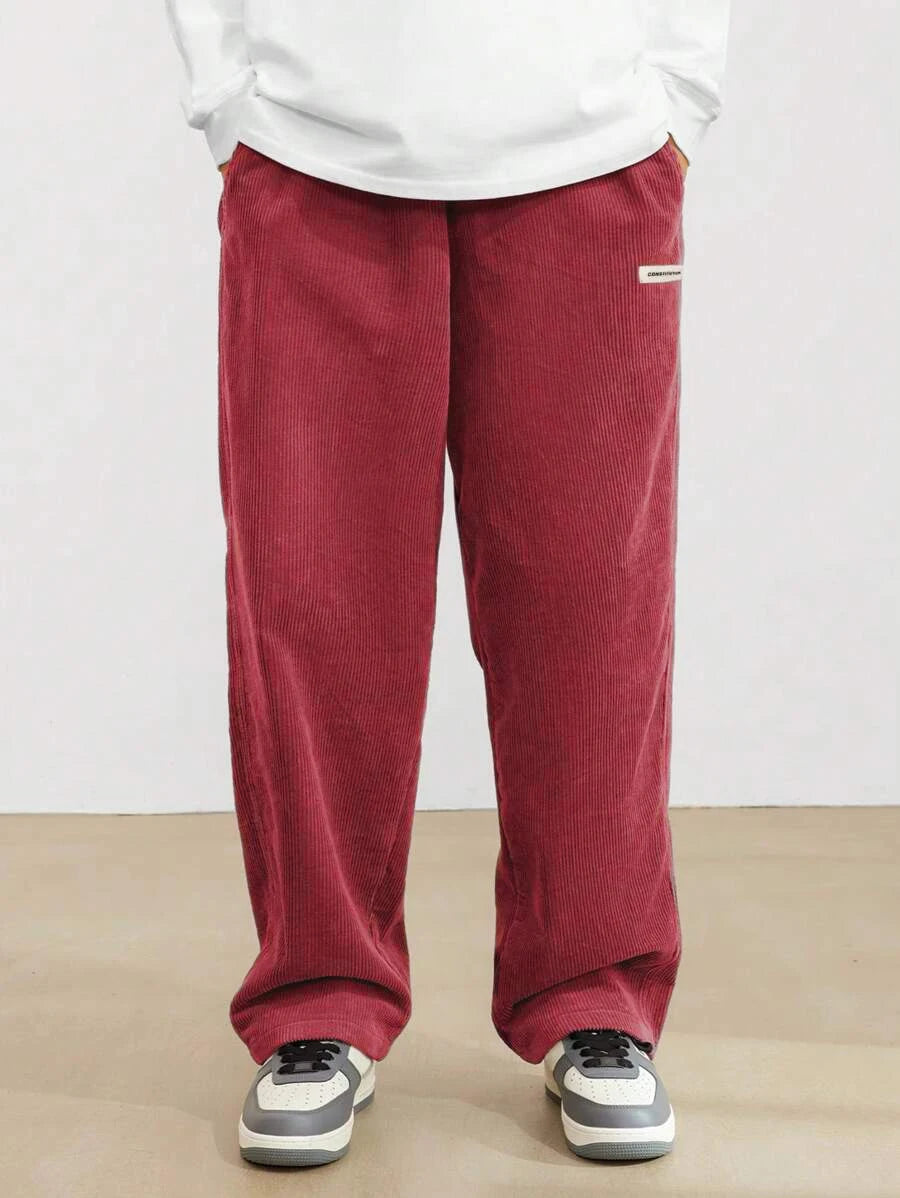 2026 new fashion Men's Corduroy Straight Casual Pants spring autumn Outdoor Streetwear with Drawstring Elastic Waist