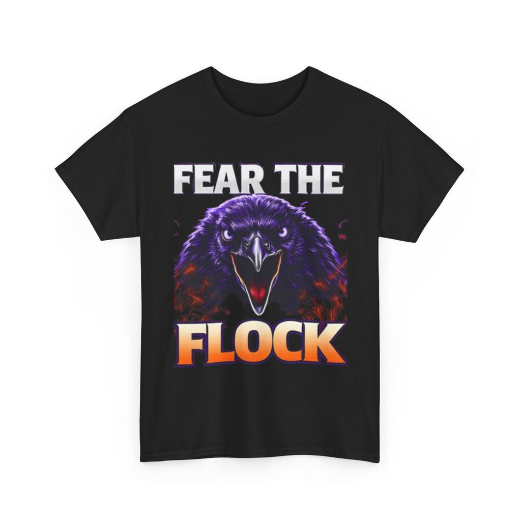 Fear the Flock Raven T-Shirt — Bold Gothic Graphic Tee
