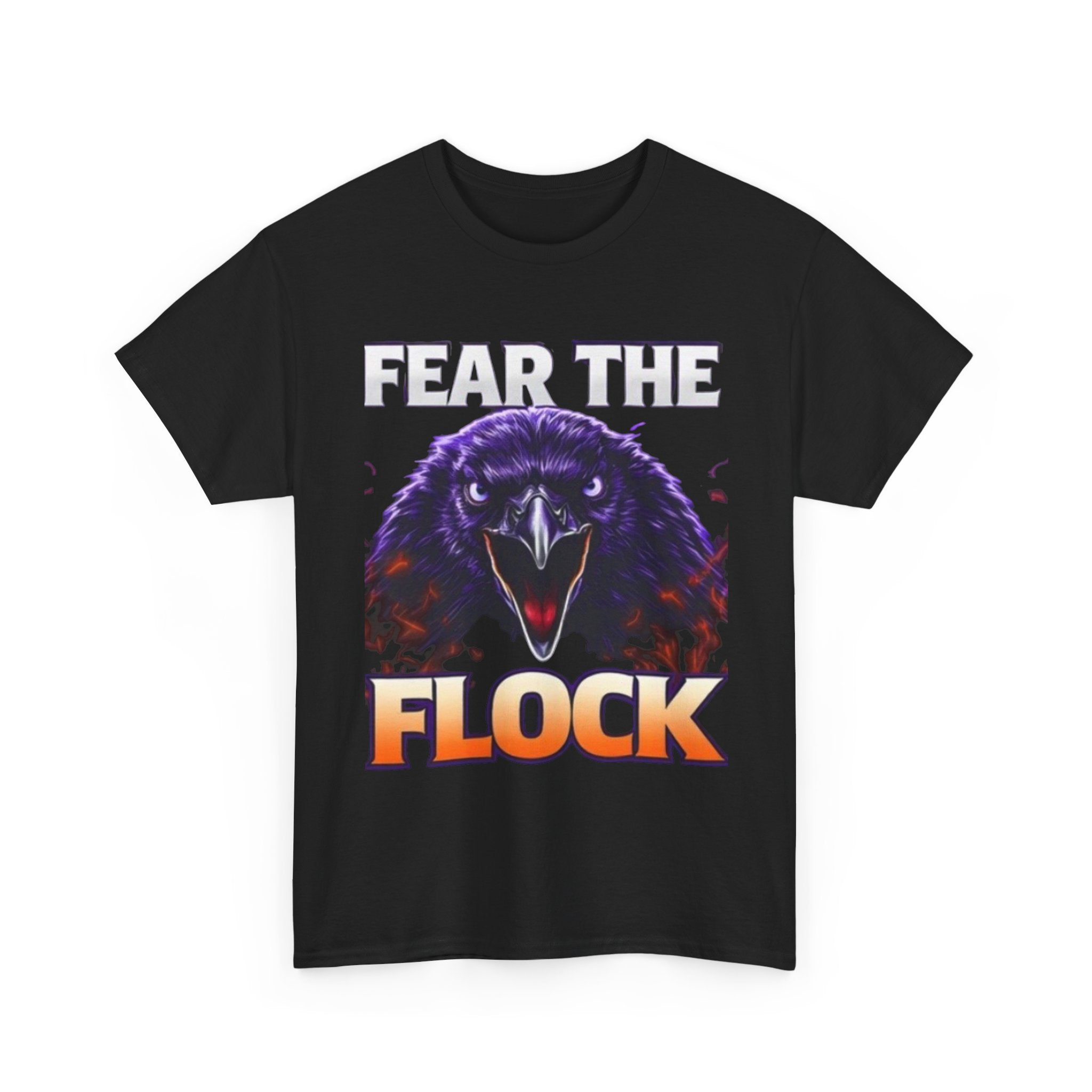 Fear the Flock Raven T-Shirt — Bold Gothic Graphic Tee