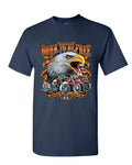 Born To Be Free Historic Route 66 Bald Eagle Motorcycle T-Shirt 100% Cotton O-Neck Short Sleeve Summer Casual Mens T-shirt