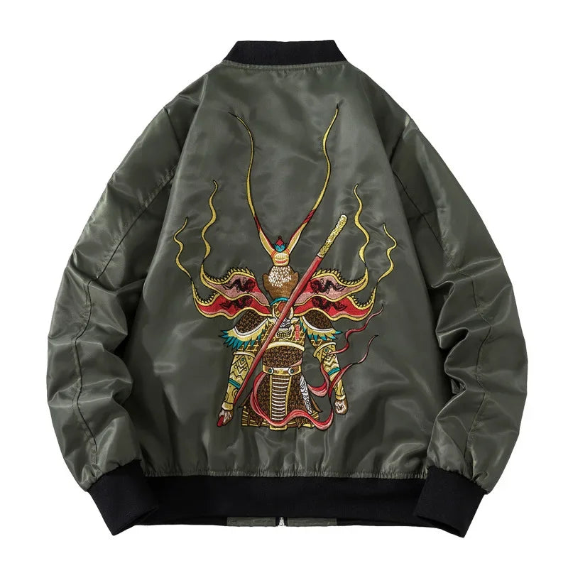 Bomber Jacket Embroidery Mens Hip Hop Jacket Autumn Winter Thick Warm Pilot Baseball Jacket Men Chinese Fashion Streetwear Youth