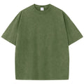 Men's summer pure cotton distressed retro drop shoulder T-shirt solid color loose casual breathable men's casual T-shirt tops