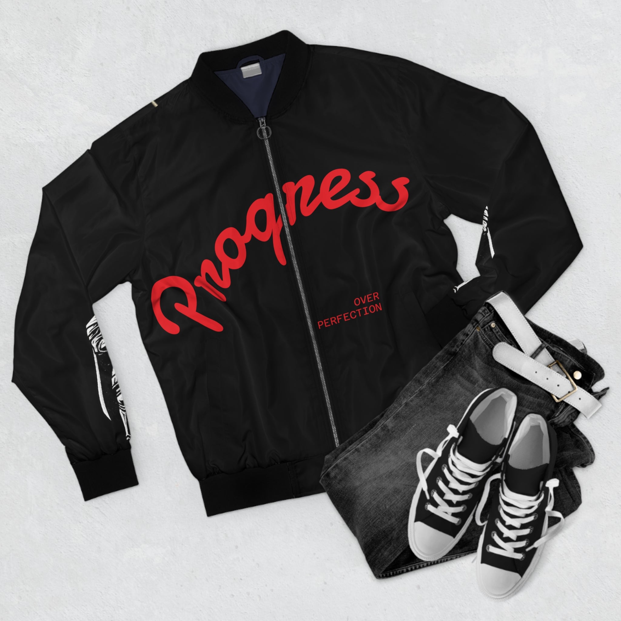 Progress Bomber Jacket — Mythic Warrior Graphic Men’s Bomber