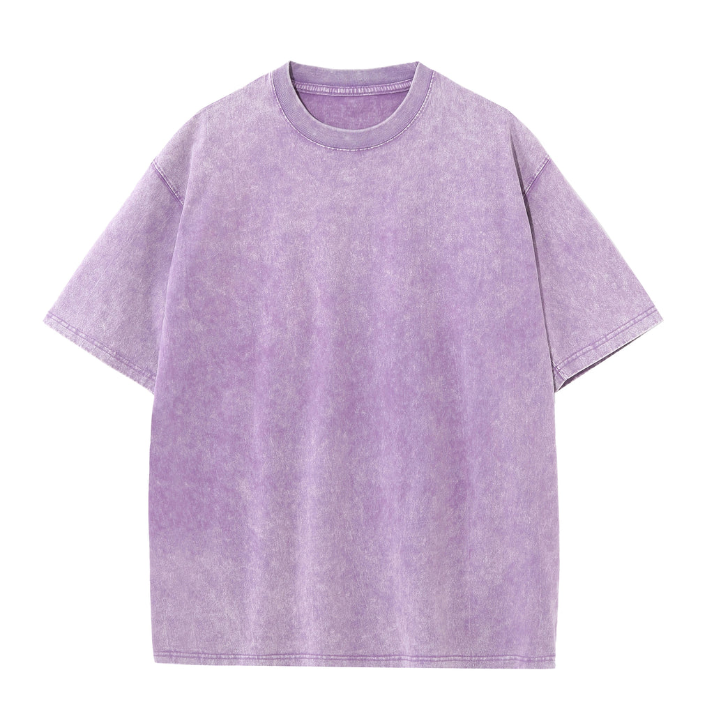 Men's summer pure cotton distressed retro drop shoulder T-shirt solid color loose casual breathable men's casual T-shirt tops