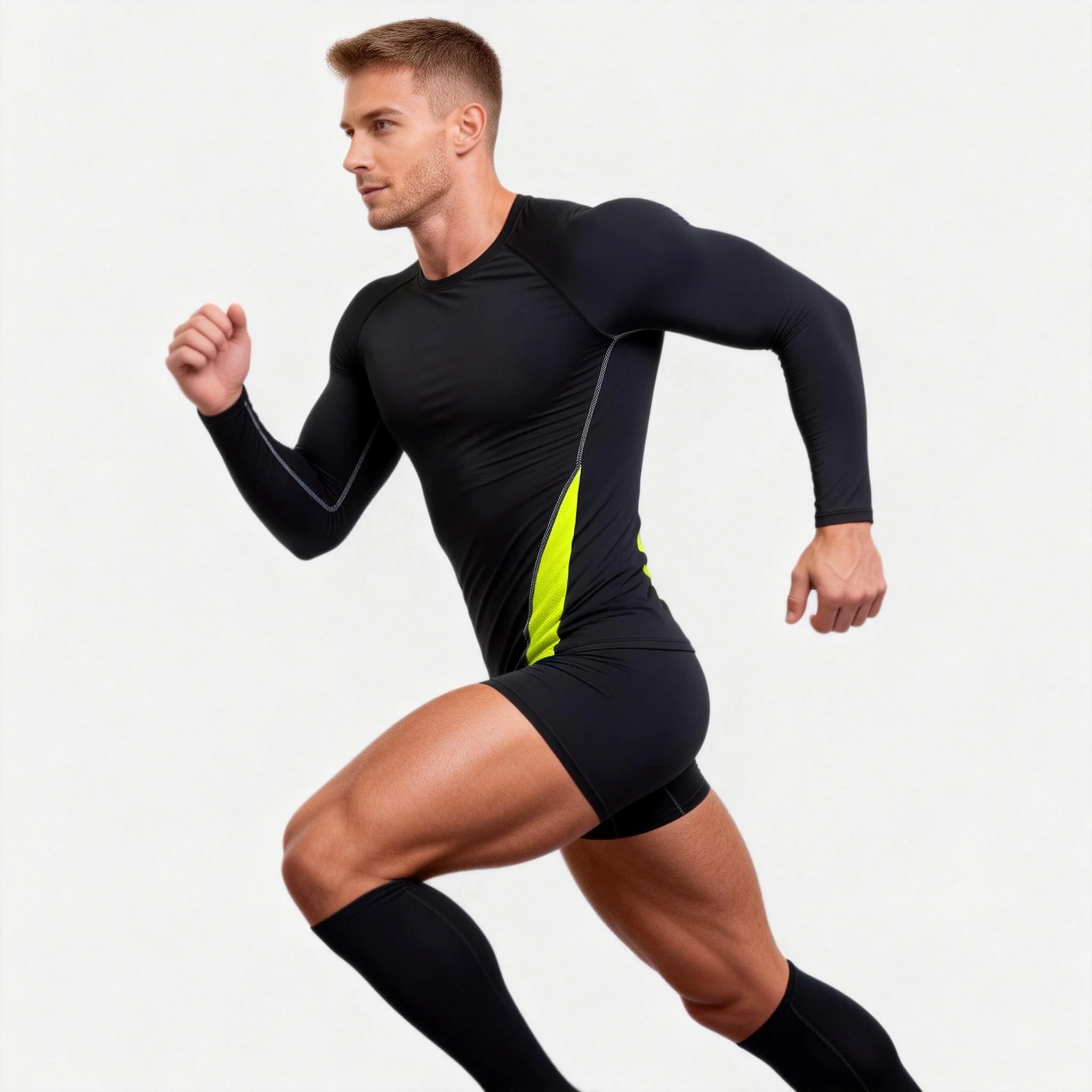 Mens Long Sleeve Compression Shirt Quick Dry Breathable Slim Fit Workout Training Shirt for Outdoor Sports 3 Colors