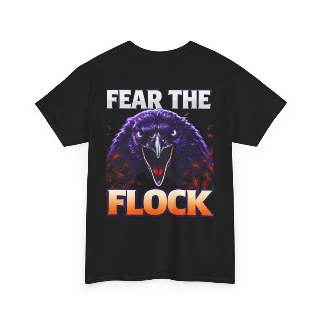Fear the Flock Raven T-Shirt — Bold Gothic Graphic Tee