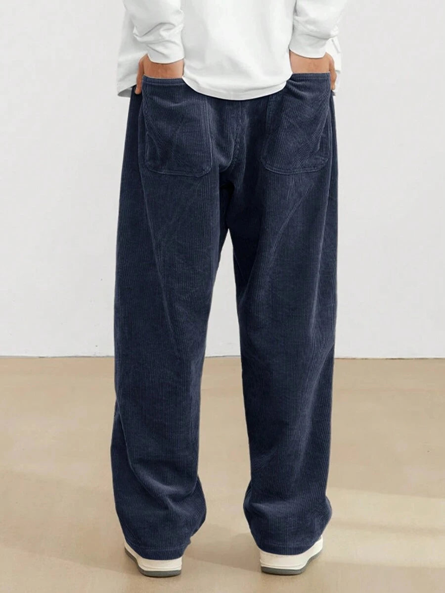 2026 new fashion Men's Corduroy Straight Casual Pants spring autumn Outdoor Streetwear with Drawstring Elastic Waist