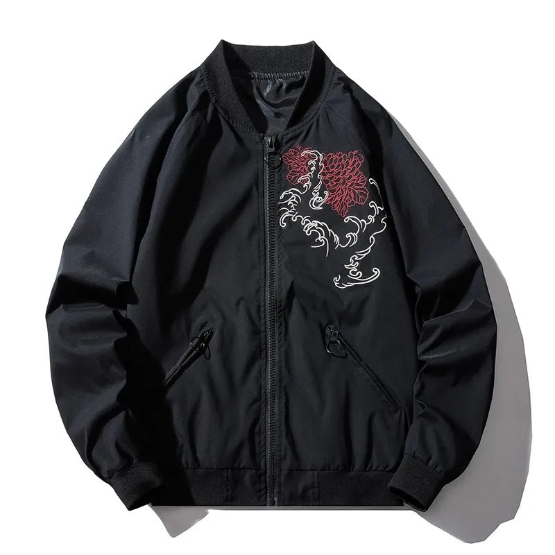Bomber Jacket Men Chinese Dragon Embroidery Pilot Jacket Retro Punk