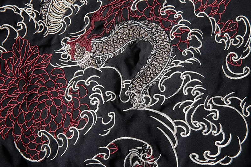 Bomber Jacket Men Chinese Dragon Embroidery Pilot Jacket Retro Punk
