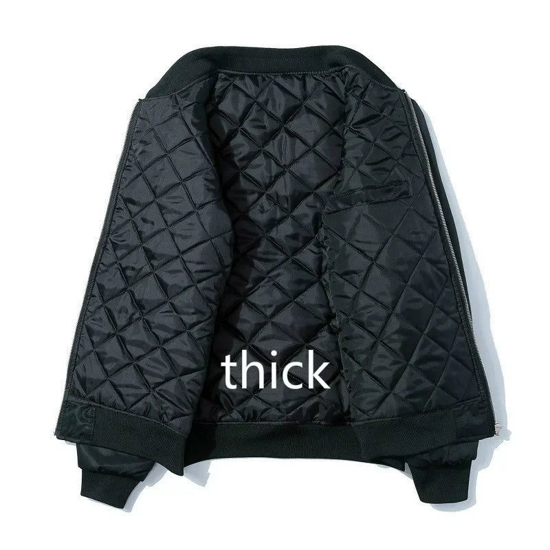Bomber Jacket Embroidery Mens Hip Hop Jacket Autumn Winter Thick Warm Pilot Baseball Jacket Men Chinese Fashion Streetwear Youth