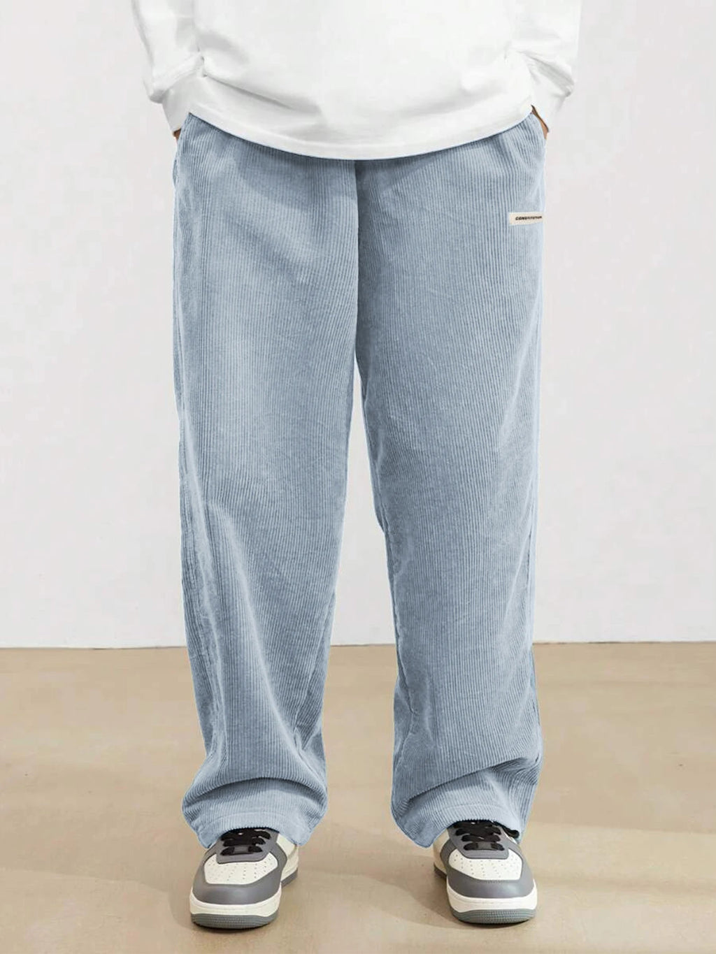 2026 new fashion Men's Corduroy Straight Casual Pants spring autumn Outdoor Streetwear with Drawstring Elastic Waist
