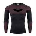 Bat Print Long Sleeve Compression Shirts for Men Gym Workout Running Tees Athletic Quick Dry Tshirts Tops Rash Guard Baselayers